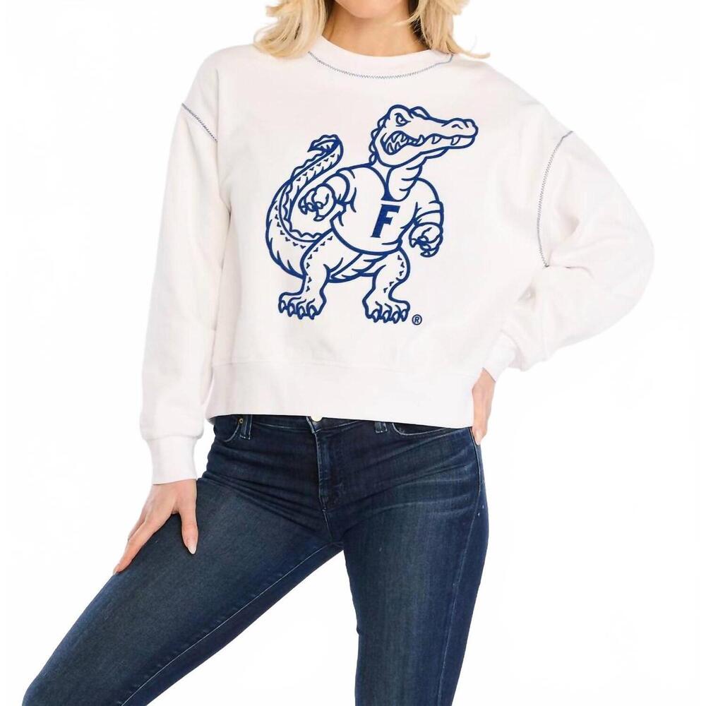 NEW STEWART SIMMONS florida embroidered sweatshirt in white